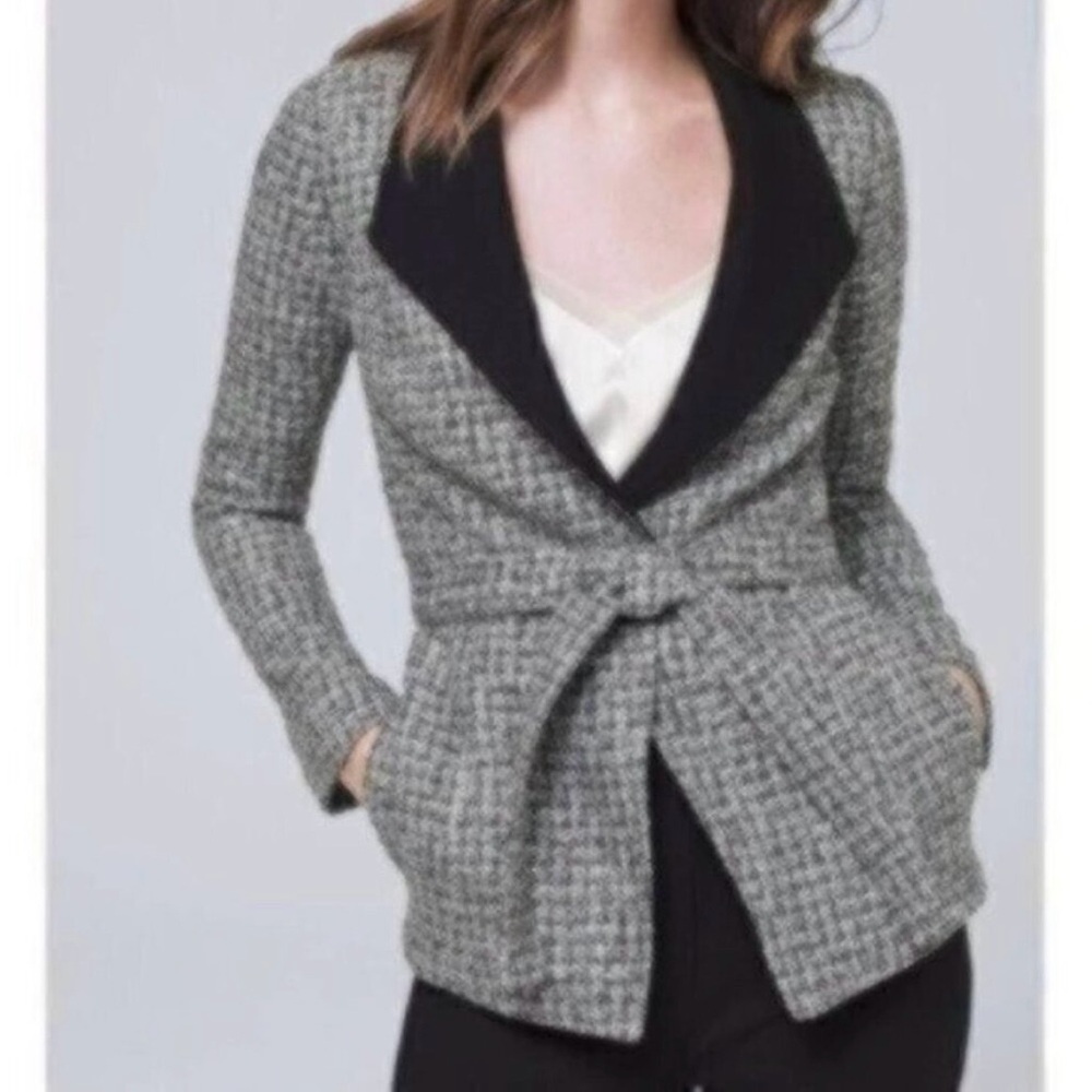NWOT White House Black Market Belted Tweed Jacket With Removable Belt